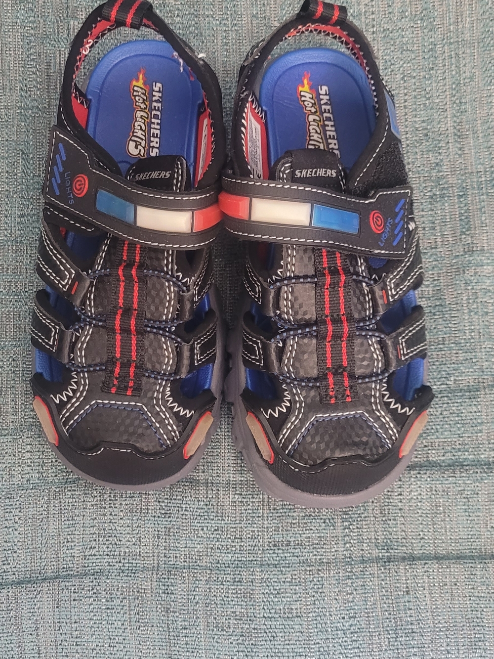 Skechers Kids Black, Blue & Red Light-Up Hook-and-Loop Sandals